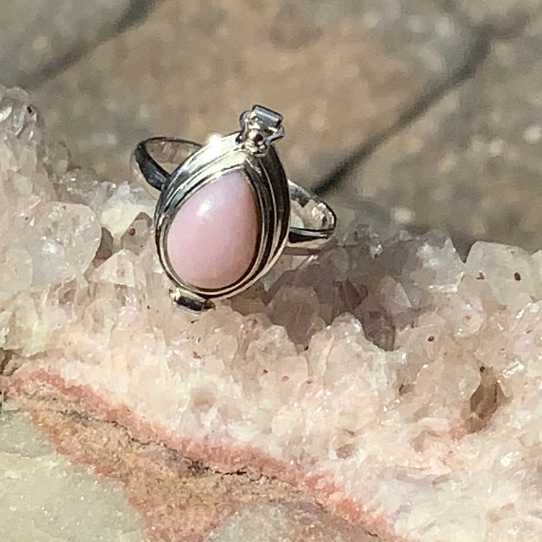 Pink Opal 925 Sterling Silver Poison Ring Size 6 55$